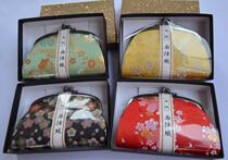 Japan kimono Kyoto West gusts small zero wallet small items finishing packs black bottoms Festive Plum Blossom