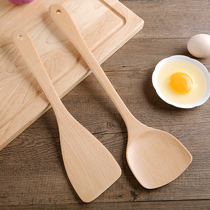 FASOLA Japanese Natural paint-free Beech Spatula Spatula for non-stick pan Special spatula Tableware Long handle cooking spatula Wooden spatula