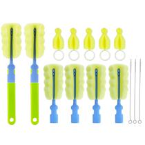 Baby guard bottle brush nipple brush nipple brush 14-piece sponge bottle brush replacement head multifunctional set