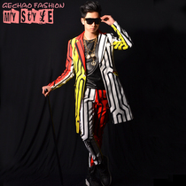 Exclusive ] Nightclub male singer DSDJ Right Zhilong GD colored line suit big - brand bar performance clothing accessories