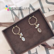 Japan Agete Retro Elegant Transparent Quartz Pearl Earbum 10K Gold Without Ear Clip