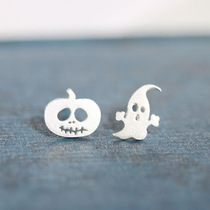 Korean creative cute 925 silver Halloween ghost pumpkin ghost head earrings student earrings female hypoallergenic
