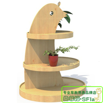 Kindergarten brand Garden corner indoor solid wood plant stand Pinus sylvestris Dolphin House flower stand WS