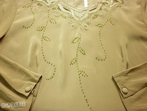 Handmade embroidered hand-sewn pearl embroidered retro hollowed-out shirt long sleeve art and sensuary hand embroidered jacket jacket jacket