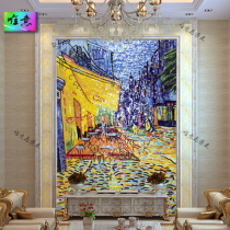 Meritocratic mosaic cliff-cut puzzle background wall parquet The café Flowers down the aisle Living room Van Gogh Night starry sky