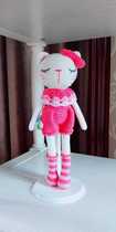 Mango Family Diy Pure Hand Crochet Hook Crochet Cute Little Kitty Cat Girl Wool Cord Doll Finished Product With Spot