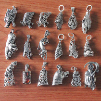 Wolf tooth pendant inlaid bag silver 925 sterling silver suit decorated tooth tip accessories Necklace Male real tooth bag Black dog tooth crack