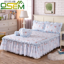 Osu man cotton Princess lace side bed skirt type single piece cotton non-slip sheet bed cover bed cover 1 5 meters 18 m