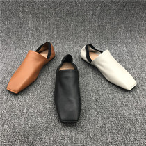 2020 Spring - Code handle leather female shoes shallow skin retro grandma shoes flat - sole female slippers