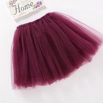 Girls  skirt Multi-layer mesh tutu Female treasure Fuchsia princess yarn skirt Kindergarten performance extended skirt