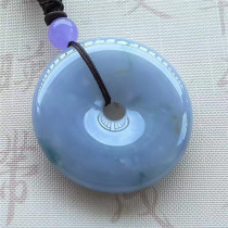 Mingkai jade jade Myanmar natural A goods Jade ice waxy species violet floating flower safety buckle pendant with certificate