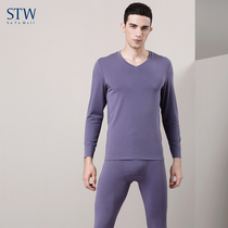STW mens thermal underwear set Modal youth base autumn clothes autumn pants thickened V-neck long-sleeved cotton sweater winter
