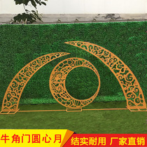 2021 new wedding props horn door wrought iron carving moon background large stage decoration wedding screen