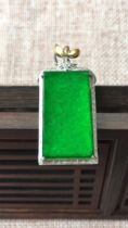 Mingkai Jade Jade 18K gold inlay ice seed Green full green and safe brand pendant natural Jade A goods
