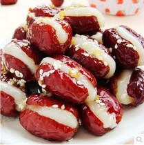 Frozen semi-finished products Sweet juice glutinous rice jujube heart is too soft open smile red jujube Sweet jujube dessert