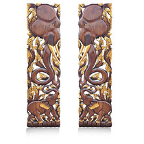Thai crafts solid wood teak elephant carving board hollow carved board living room entrance background wall decorative wall decoration