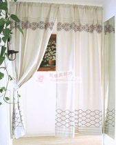 New European style retro embroidery finished curtain living room bedroom window double layer fabric floor full bag