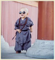 Little Monk photo studio super cute clothing summer thin Shaolin Temple boy performance clothes baby suit childrens monk robe