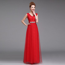 Wedding toast 2019 new wedding dress red bride slim evening dress long dress bridesmaid dress spring and summer