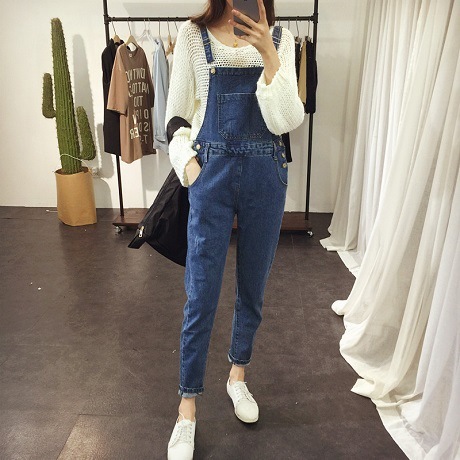 Spring and Autumn Korean Edition Water-washed White Loose Slim Belt Trousers Jeans Women's Wear