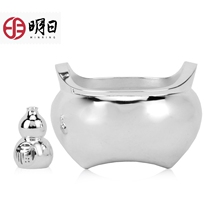 Tomorrow silver incense burner incense burner S999 foot silver Xuande furnace ear milk foot stove Incense Road supplies incense ornaments