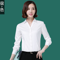 Sue · Color womens autumn new semi-open collar OL professional long sleeve shirt Korean overalls temperament work clothes shirt