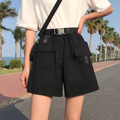 Womens pants overalls wide new Korean Summer 2020 shorts leg version thin casual pants high waist Net red Joker loose