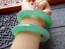 Myanmar natural jade bracelet green female old pit round full green jade bracelet ice seed floating green jade bracelet