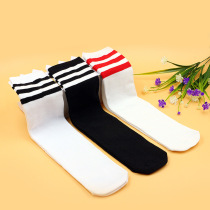 2021 pure cotton sports children socks black and white striped student midbarrel socks Inlen children Sox students school uniforms socks