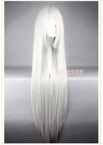 Mcoser Anime Wig Silver Fairy Silver White 100CM COS Wig Long straight hair