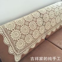 Handmade crochet three-dimensional hook flower tablecloth European style vintage cotton woven American tablecloth rectangular cover towel