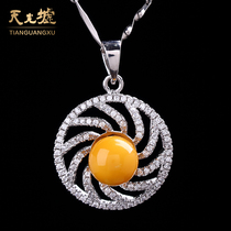 Tianguang Hui amber Beeswax pendant Japanese and Korean version simple fashion 925 silver collarbone necklace with certificate New Year gift
