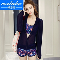 Split swimsuit women light luxury three-piece set sunscreen hoodie sports blouse swimsuit Conservative split winter hot spring swimsuit