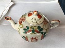  Antique antique porcelain bag Real bag Old goods Qing Dynasty Guangxu New Year melon butterfly double happiness pattern teapot