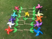 Childrens outdoor activities toys diy wooden pole plastic windmill four leaf stalls supply kindergarten decoration gifts