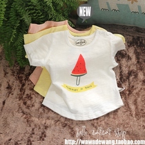 Seconds Jun Show Small Rainbow Infant Summer Children Pure Cotton Shoulder Button Short Sleeve Male And Female Baby Blouse T-shirt 73 Yard