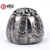Tomorrow silver incense burner S999 foot silver incense burner decoration silver incense furnace small silver stove Incense Road taste silver stove