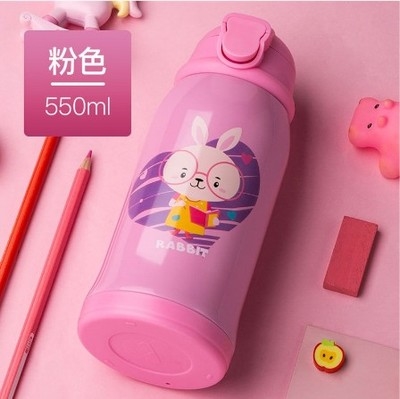 Smart Insulated Cup Children Kettle With Straw Baby Male And Female Kindergarten Students Stainless Steel Anti-Fall Dual-use Water Cup