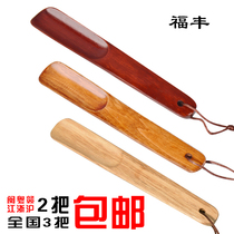 Fufeng ultra-short wooden short handle portable shoehorn Solid wood red log color shoes pumping shoes shoe slip