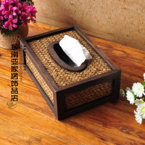 Thai handicrafts creative bamboo tissue box drawing box retro high-end hotel restaurant decoration tissue box