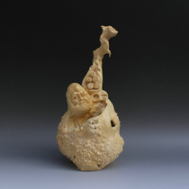 Dharma ornaments full of durian boxwood carving natural shape with shape root carving handmade craft Dahan Jiuding