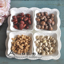 European new solid color vintage relief ceramic tableware Bone China afternoon tea heart fruit candy one plate four bowls