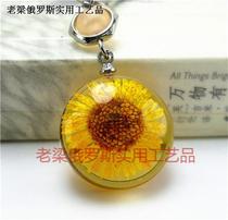 Z2 flower crystal amber mobile phone chain round colorless transparent golden daisies mean happy happiness and purity