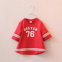 Summer new girl baby girl printed digital short sleeve middle sleeve T-shirt with dress blouses blouse