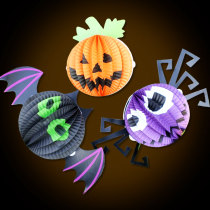 Hibao Halloween ghost festival bar KTV decoration props three-dimensional spherical pumpkin bat spider hanging lantern