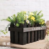 Retro wood flower pot flower pot iron sheet flower pot pastoral flower pot garden art flower stand old flower pot living room decoration