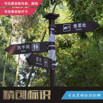 Scenic spot sign multi-direction activity guide card shunt brand stainless steel paint silk screen imitation wood grain New