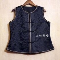 Cloud decoration totem original design womens tops Spring new ethnic style silkbrocade wild plain horse clip vest