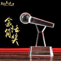 0136 Crystal Trophy Microphone Microphone Host Singing Competition Notes Trophy KTV Macka Trophy