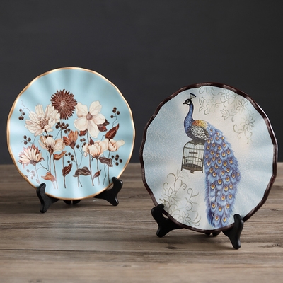 Home Decoration Pint Living Room Partition Cabinet Bogu Rack Wine Cabinet Small Pendulum ceramic Decorative Plate Disc Handiwork